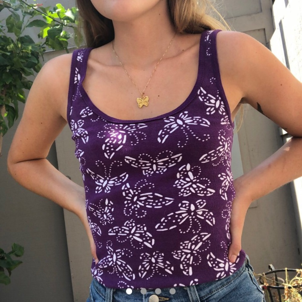 Purple and White Butterfly Tank